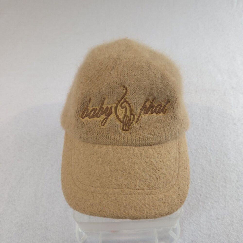 Vintage Y2K Baby Phat Hat Fuzzy Cat Logo Tan Hip Hop 00s Rare